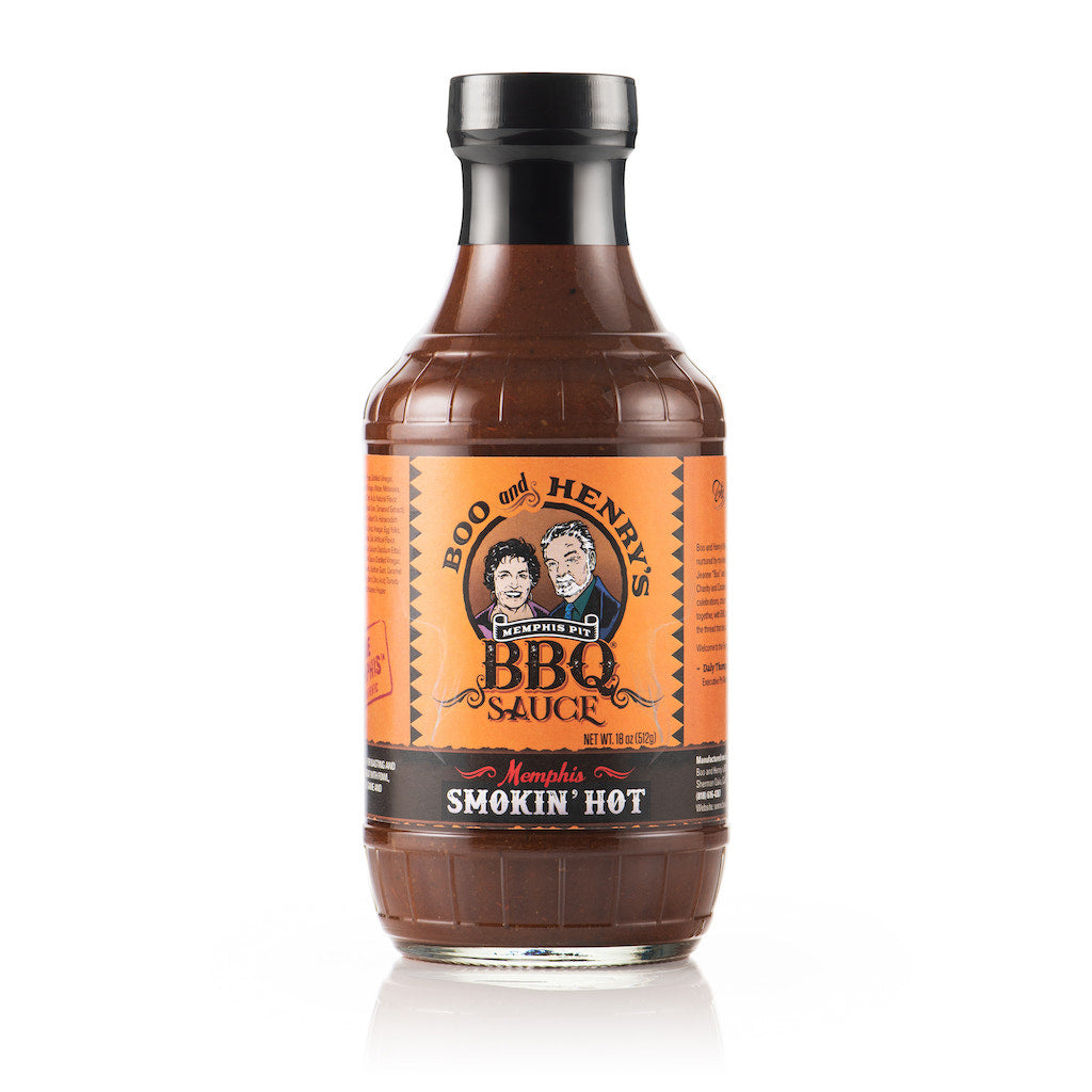 Boo and Henry's Smokin' Hot BBQ Sauce bottle